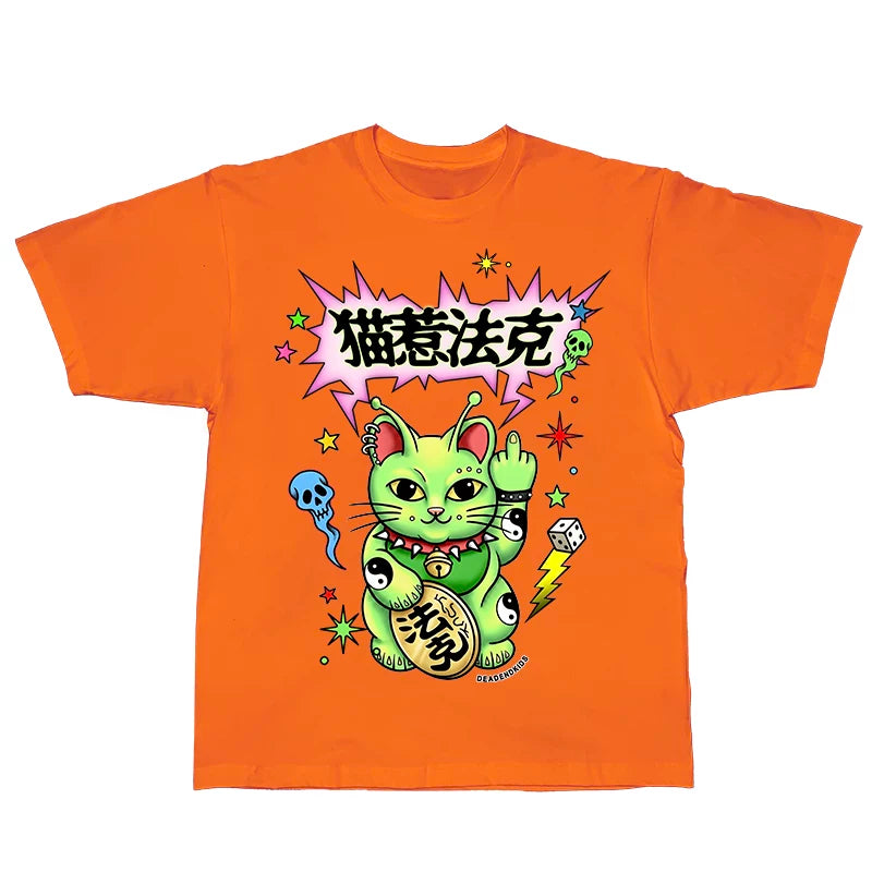 Alien-Glückskatze-T-Shirt
