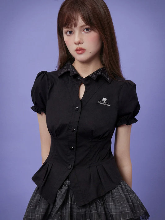 Slim waist short sleeve shirt