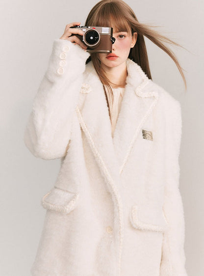 Wool twist white tweed Coat