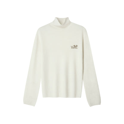 Letter Embroidery Turtleneck Knitwear
