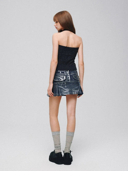 A-line denim skirt