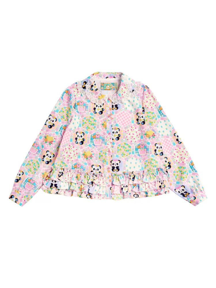 Petal collar print shirt