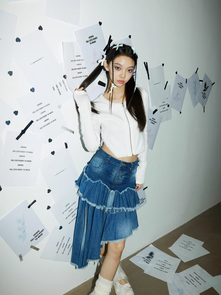 A-line denim skirt