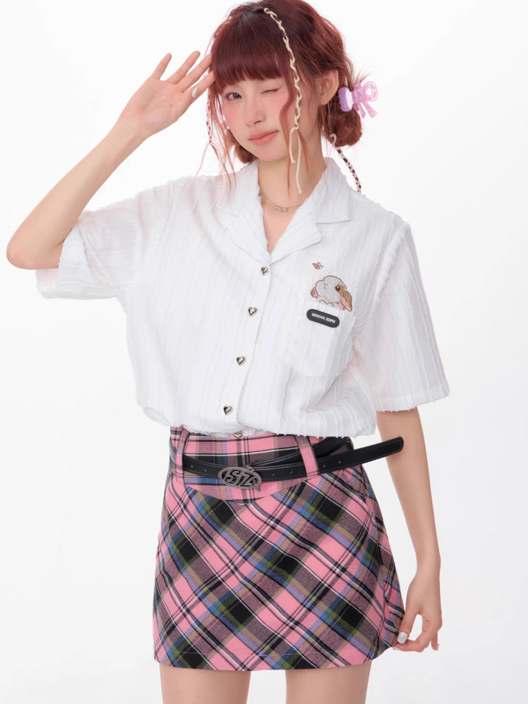 Rabbit embroidery short sleeve shirt