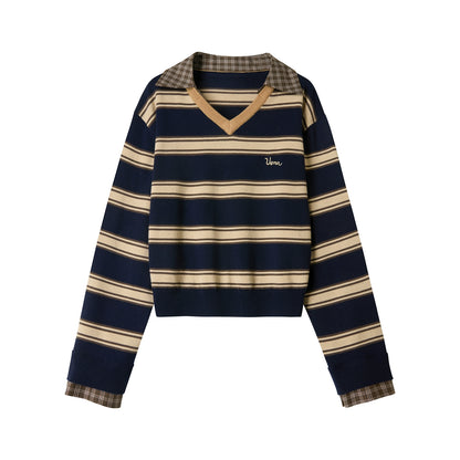 Retro Knit Plaid Top