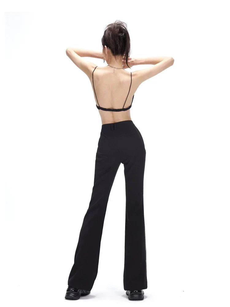 High waist slim casual pants