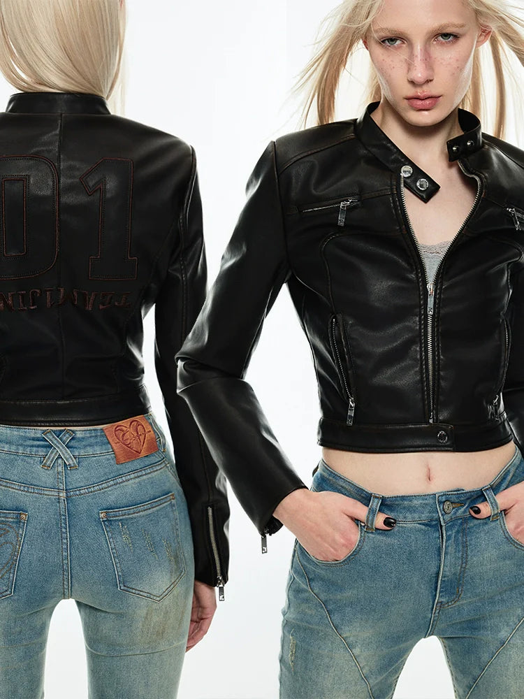 Punk retro leather jacket