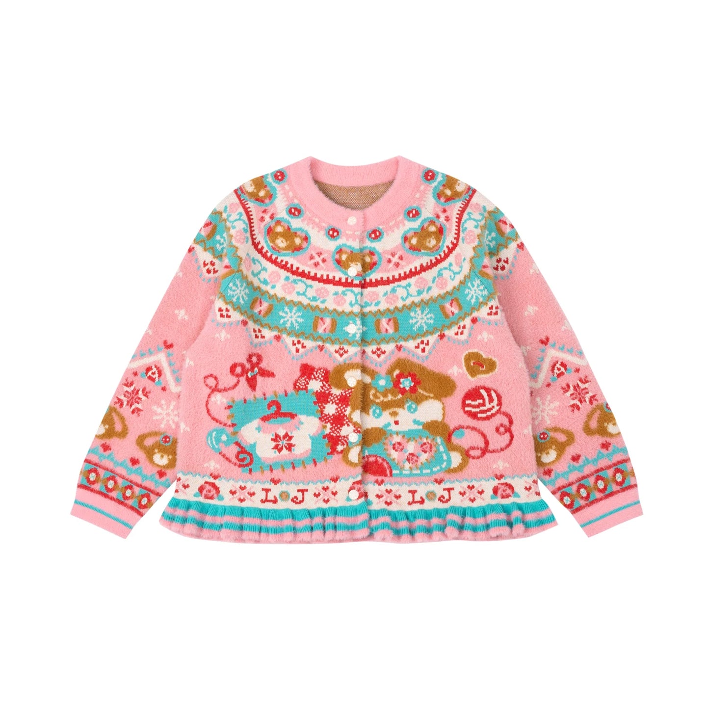 Fair Isle Mink Knit Cardigan