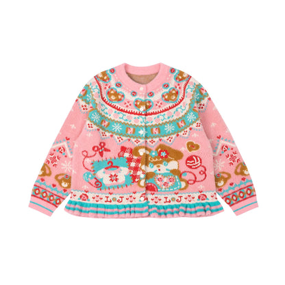 Fair Isle Mink Knit Cardigan