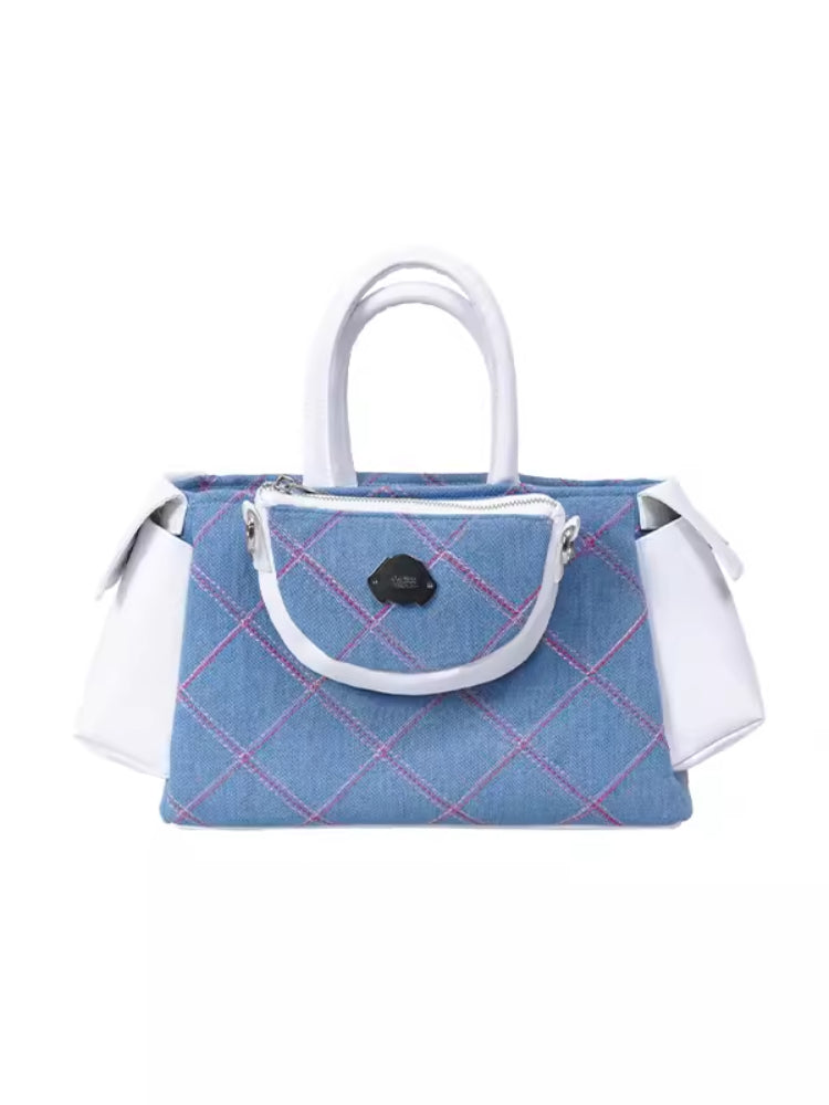 Denim plaid bag