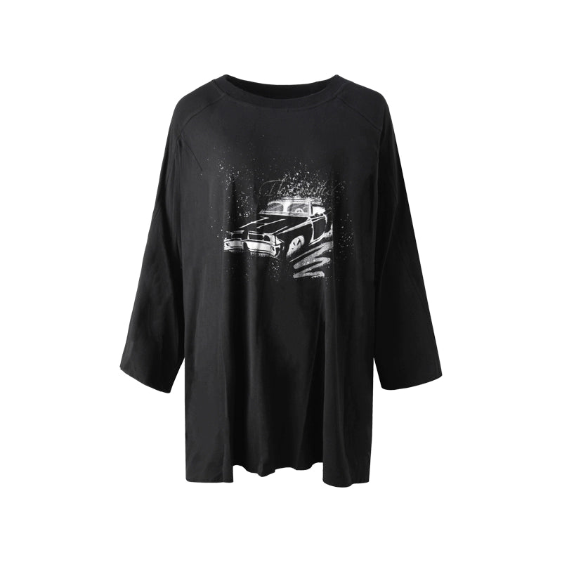 Vintage Car Print Cropped T-Shirt