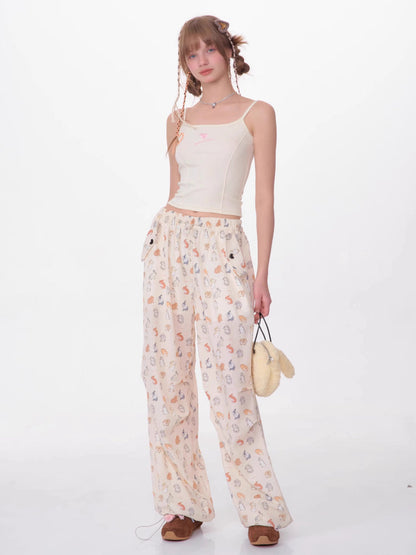 Wide leg straight casual pants