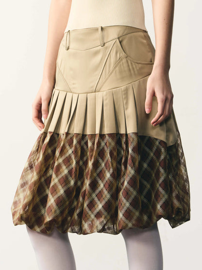 Plaid mesh tutu skirt