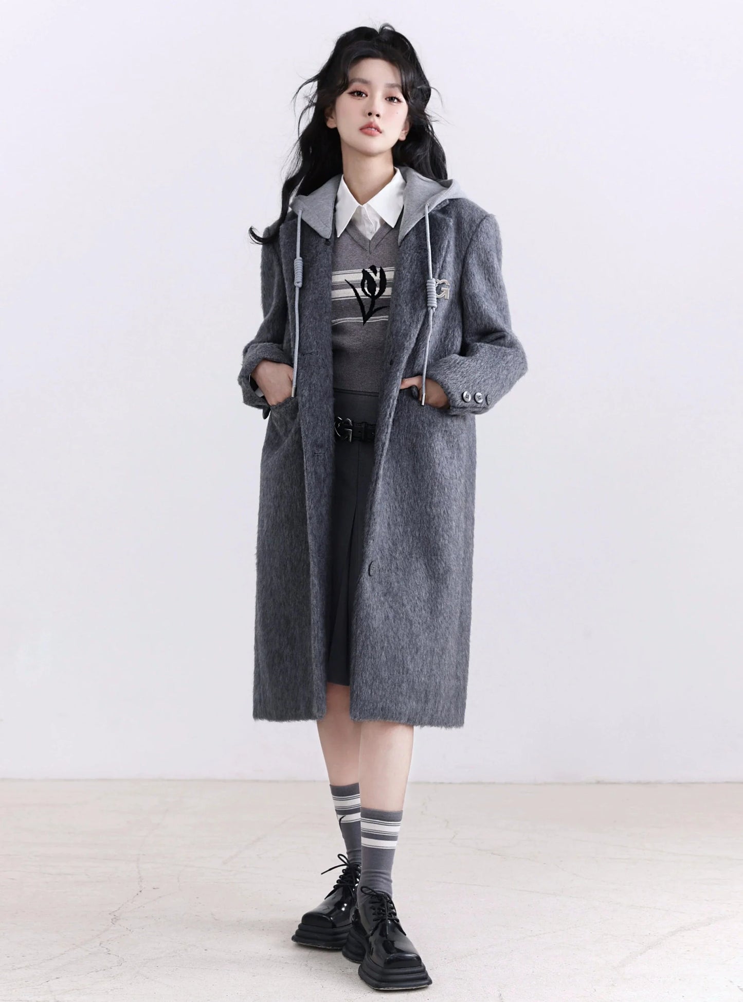 College sweatshirt hat woolen coat