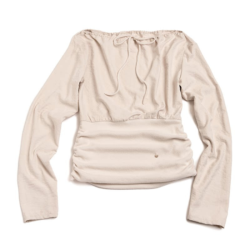 Slanted Shoulder Patchwork Top
