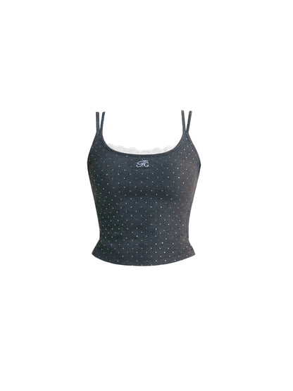 Polka Dot Lace Edge Knitted Top