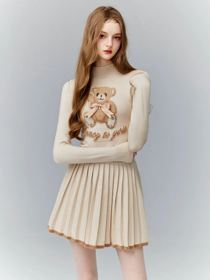 Hazelnut Cute Bear Knit Layered Set