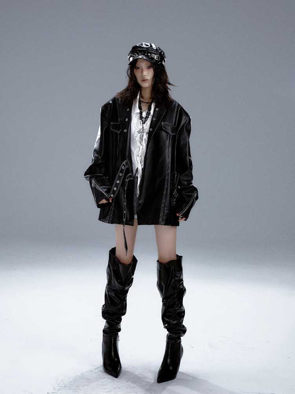 Dark punk leather jacket