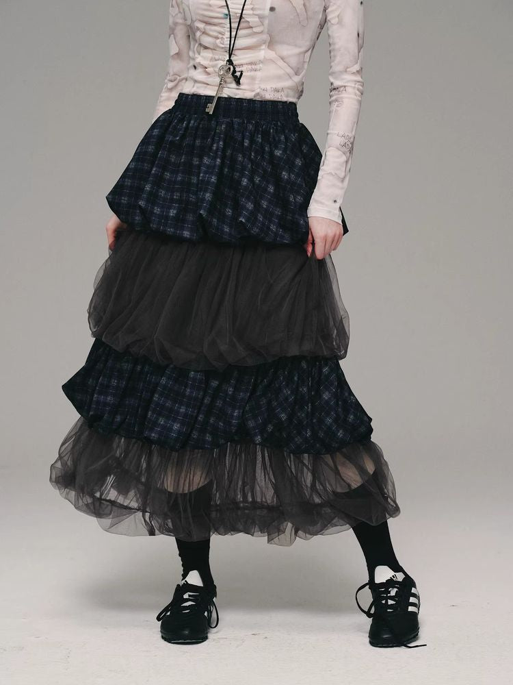 Blueberry plaid cake skirt