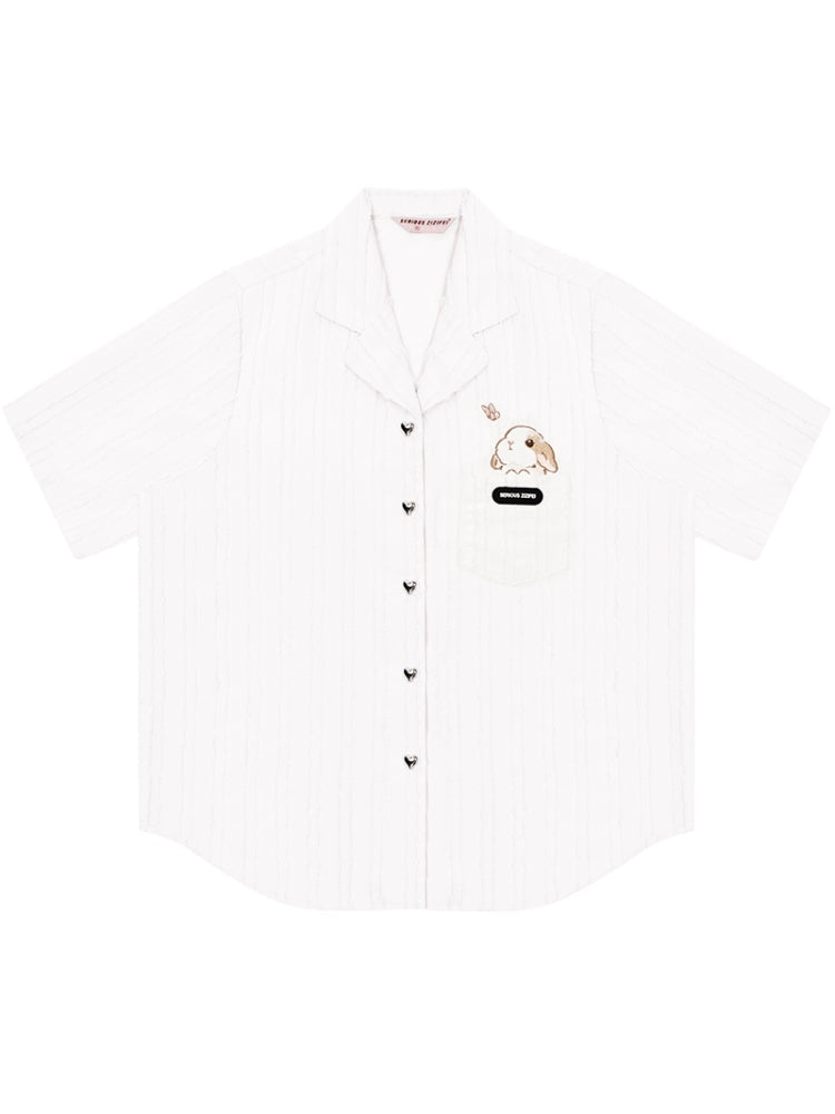 Rabbit embroidery short sleeve shirt