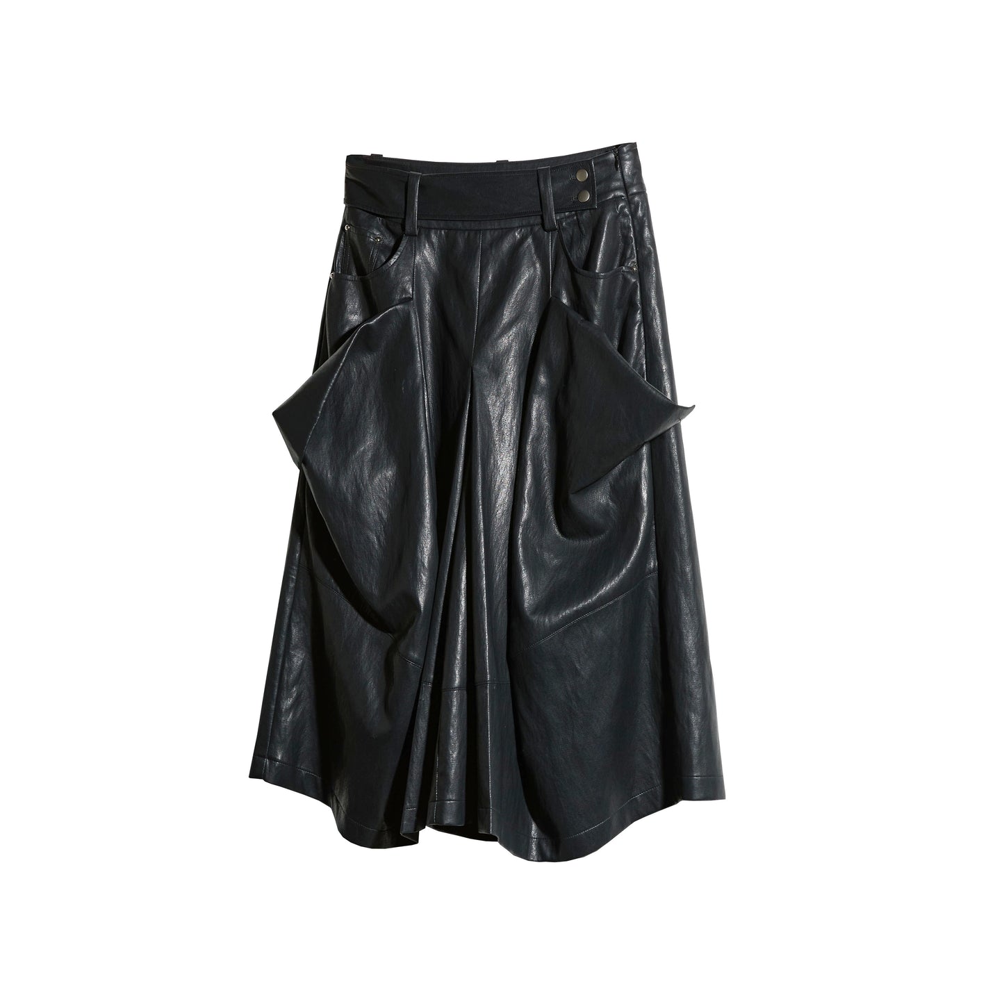 Retro Pleated Faux Leather Pants