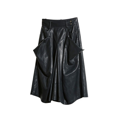 Retro Pleated Faux Leather Pants