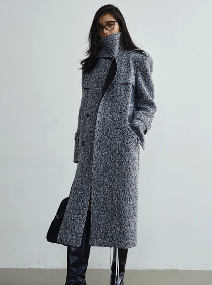 Retro woolen long coat