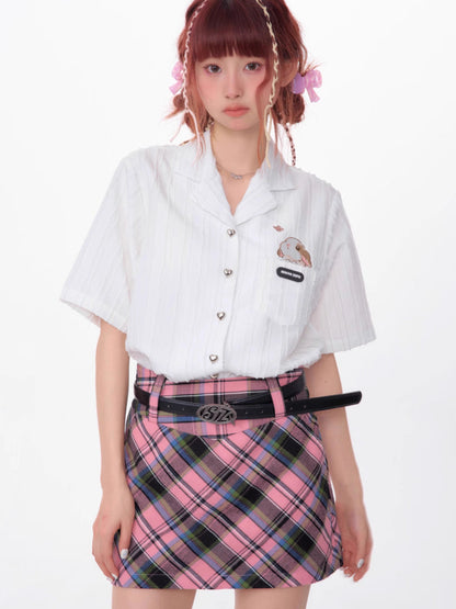 Rabbit embroidery short sleeve shirt