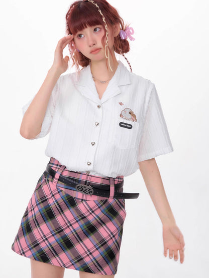 Rabbit embroidery short sleeve shirt