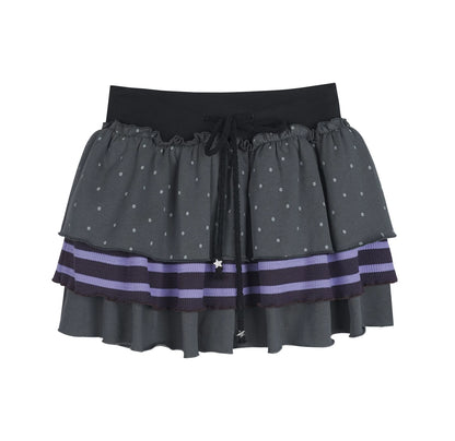 Gray-Purple Layered Cake Skirt