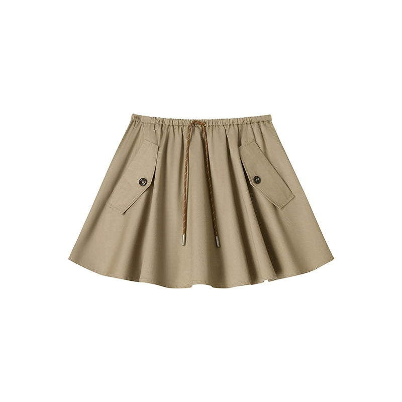 카고 카키 A라인 스커트