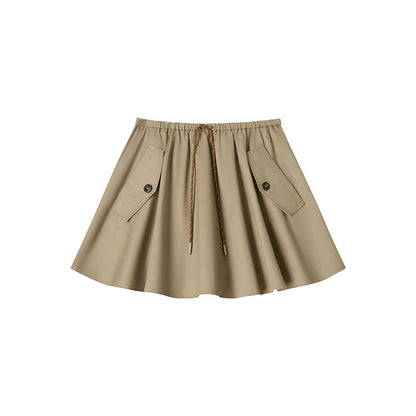 카고 카키 A라인 스커트