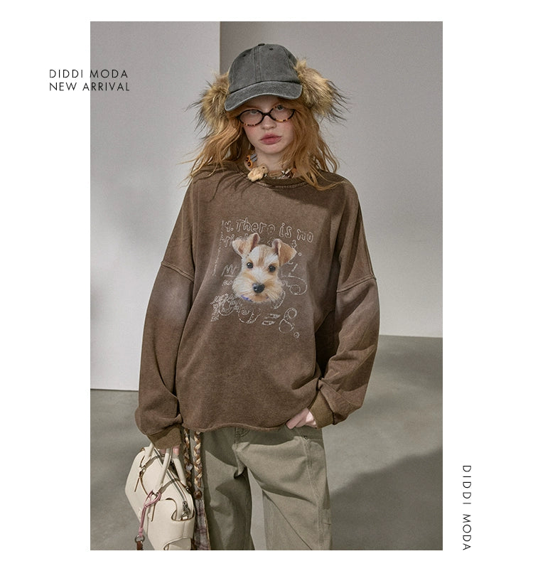 Retro Mottled Graphic Sweatshirt