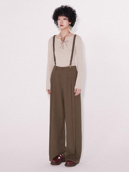 Retro loose suspender pants