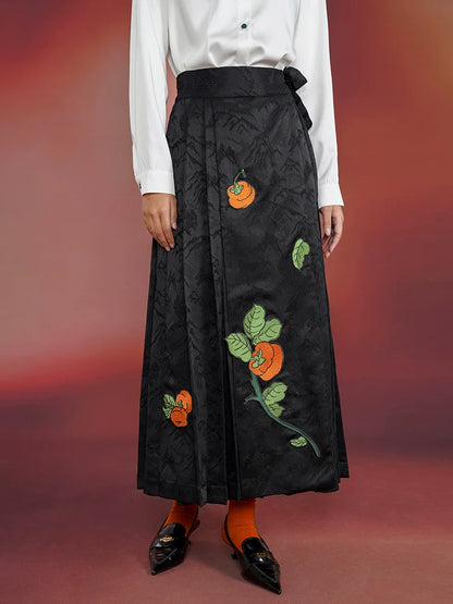 Chinese embroidery satin skirt