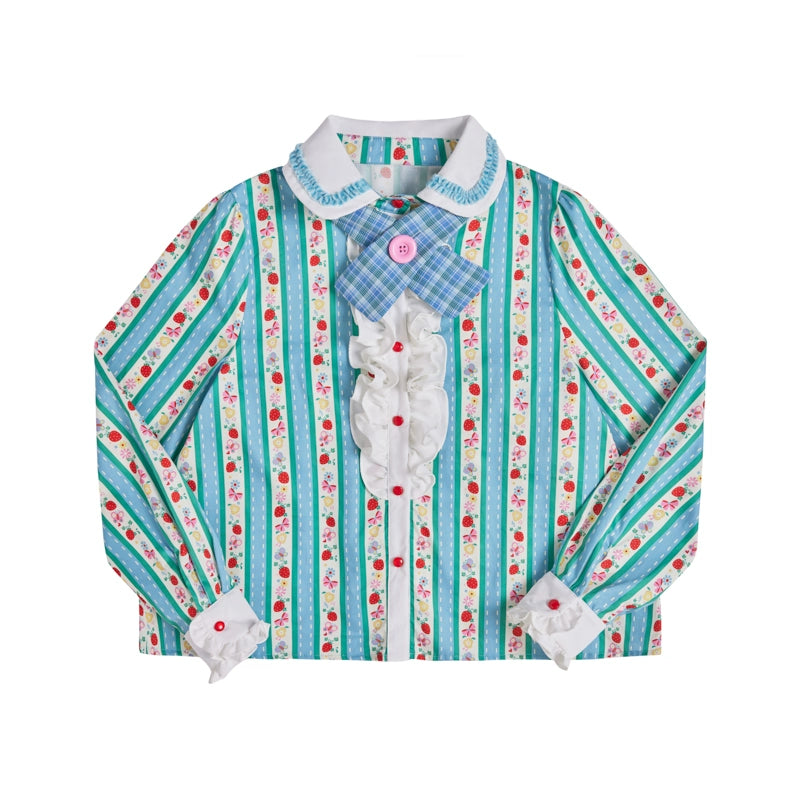 Striped Bow Tie Cotton Shirt