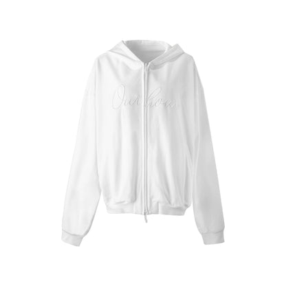 White Embroidered Hooded Jacket