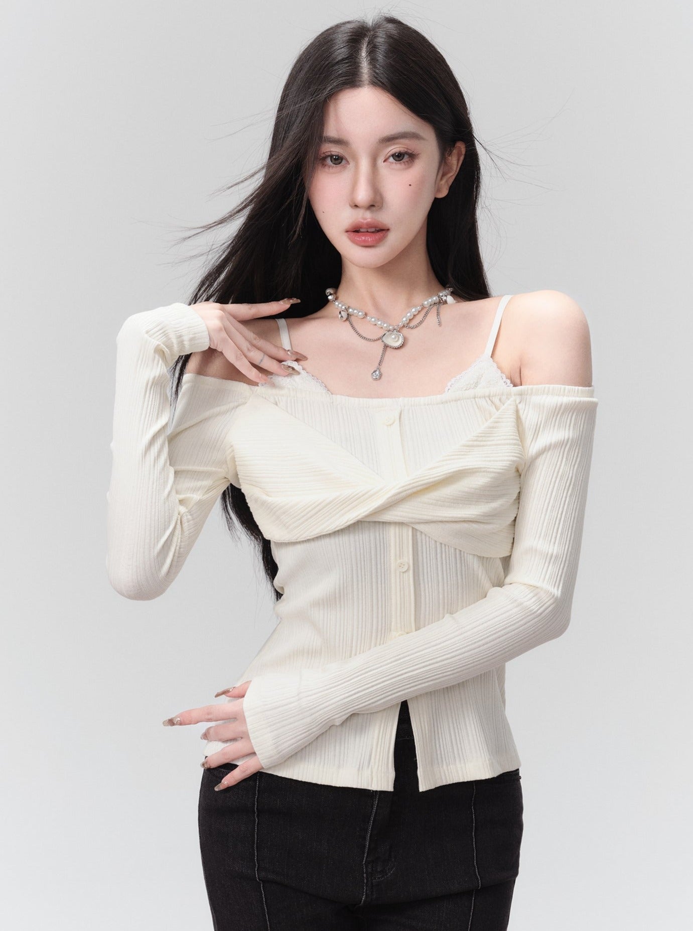 One-Shoulder Two Knot Top