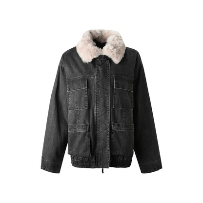 Abnehmbarer Kunstfellkragen gepolsterte Jacke