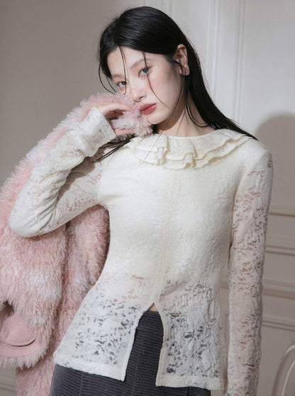 Mist Apricot Wool Lace Tops