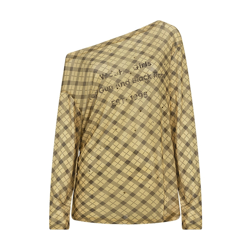 Wooha Retro Plaid Long Sleeve T-Shirt