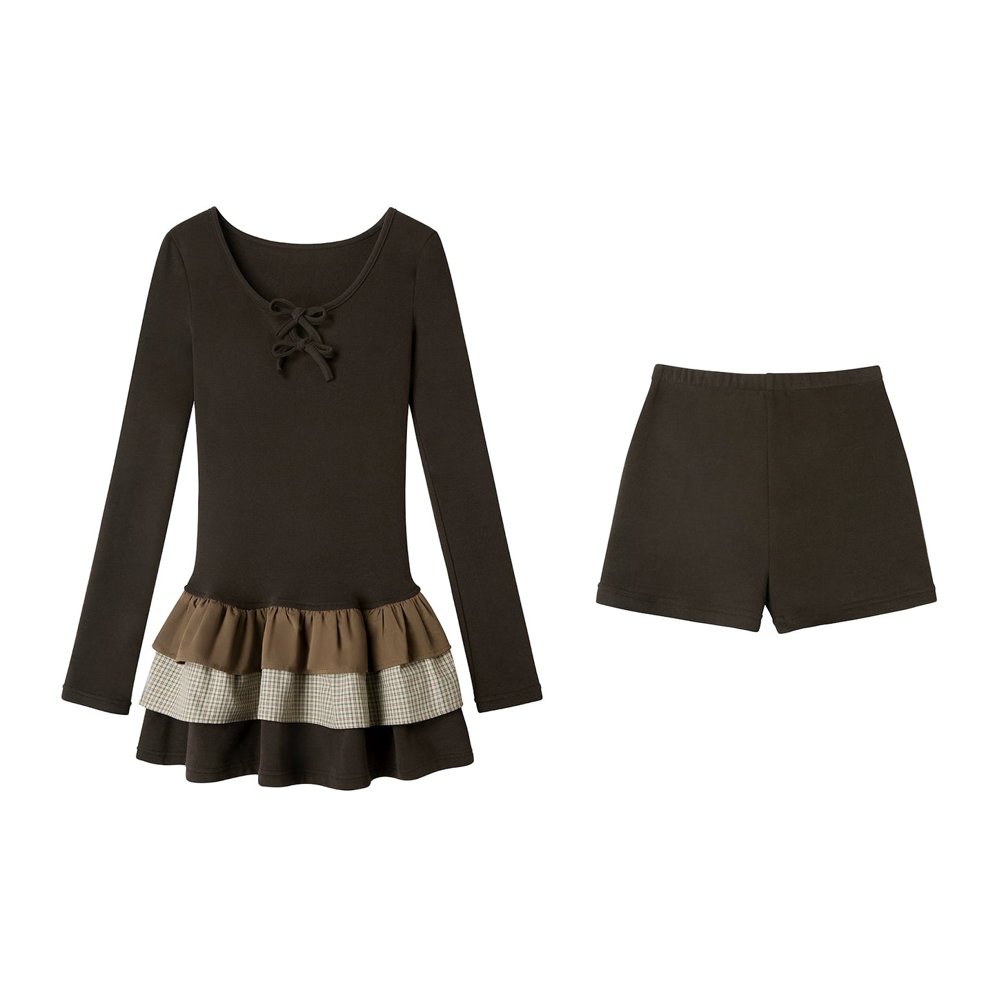 Brown Layered Dress Set