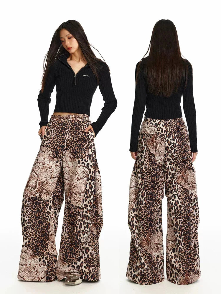 Leopard print slim pants