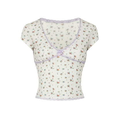 Summer Lace V-Neck Slim Tee