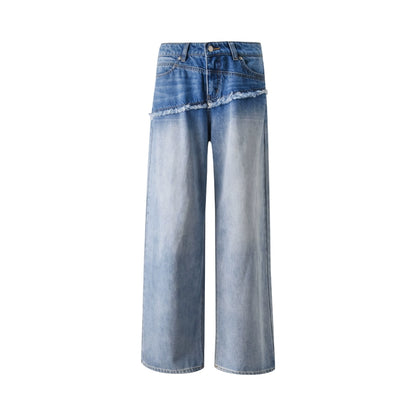 Washed Blue Gradient Wide-Leg Pants