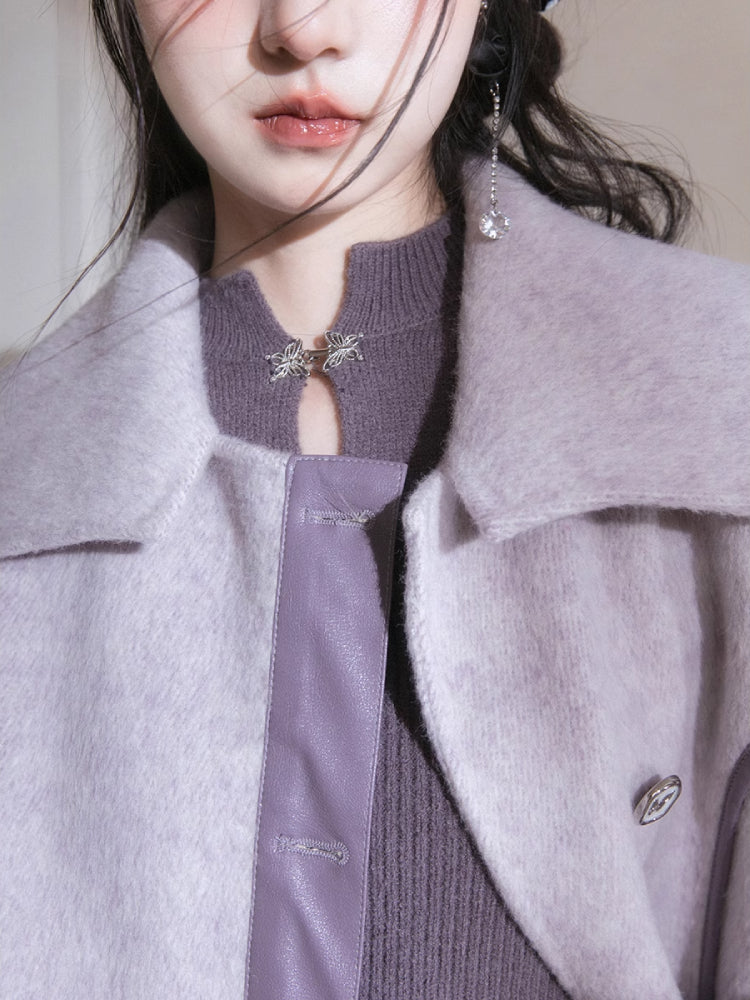 Night purple wool coat