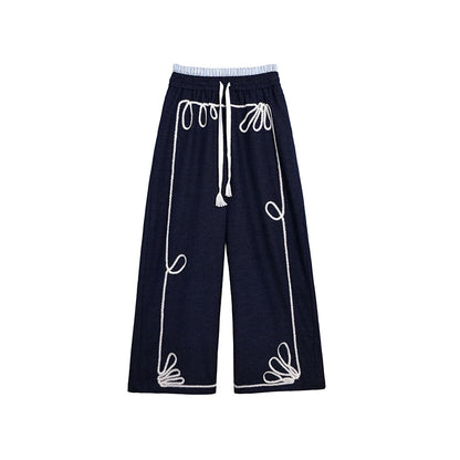 Vintage Embroidery Denim Cardigan Pants Set-Up