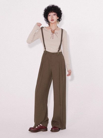 Retro loose suspender pants