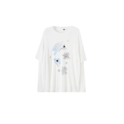 Bird and Floral Tencel Blouse