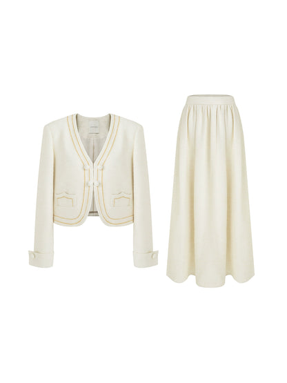 Vintage V-Neck Short Suit Set-Up